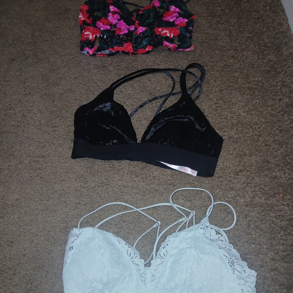Pink Elegant Lace Bralette Set - Black, White, Floral